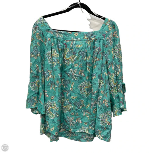 Top 3/4 Sleeve By Zac And Rachel In Floral Print, Size: 2x