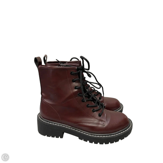 Boots Combat By Dr Martens In Maroon, Size: 8