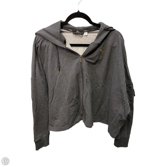 Athletic Jacket By Puma In Grey, Size: M