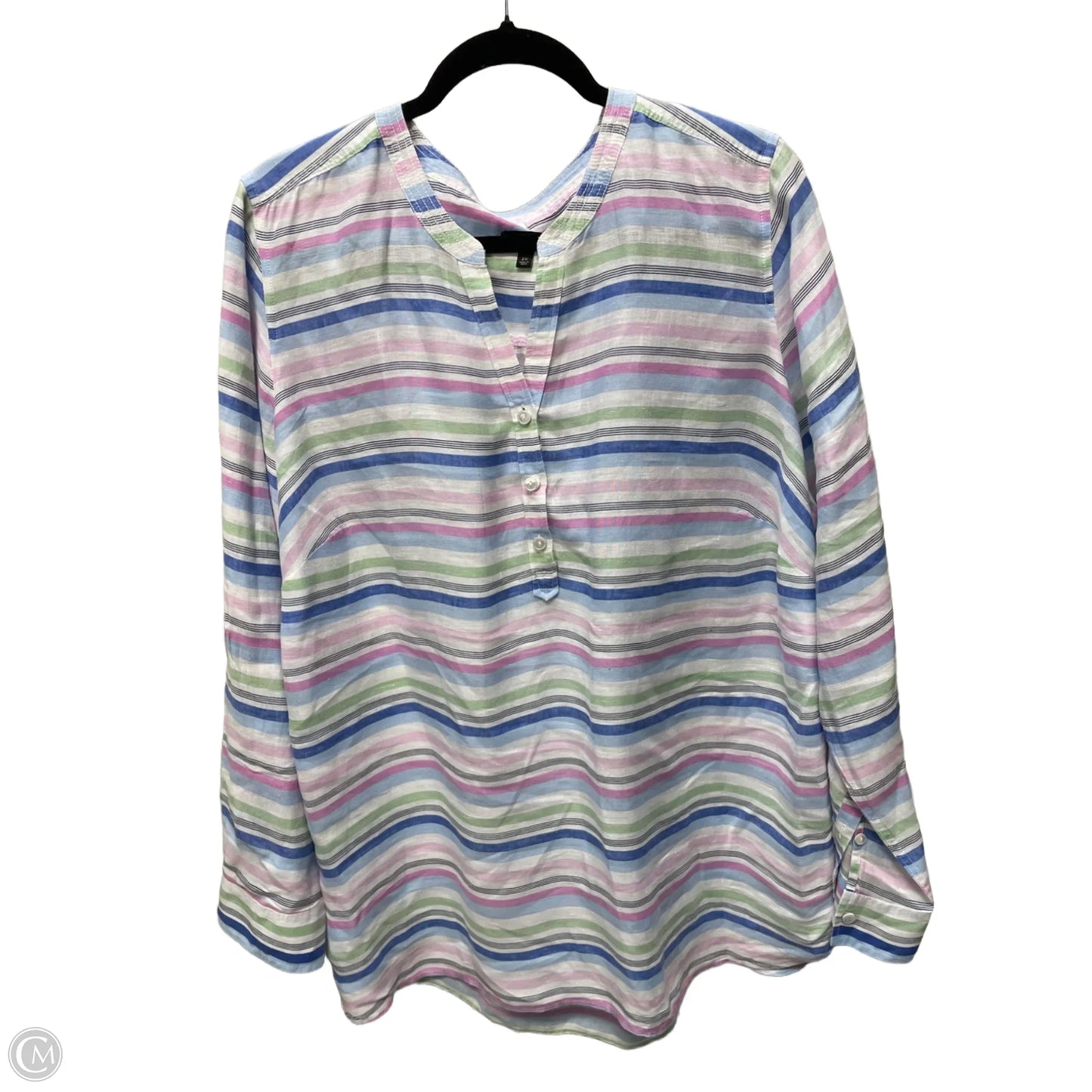 Blouse Long Sleeve By Talbots In Striped Pattern, Size: 2x