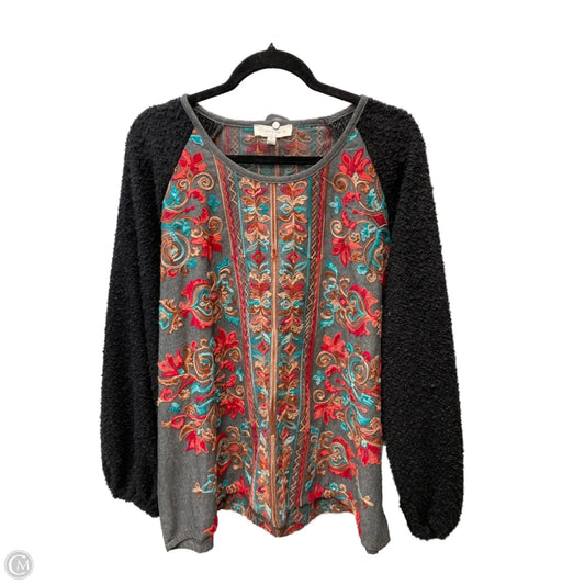 Top Long Sleeve By Umgee In Black & Grey, Size: Xl