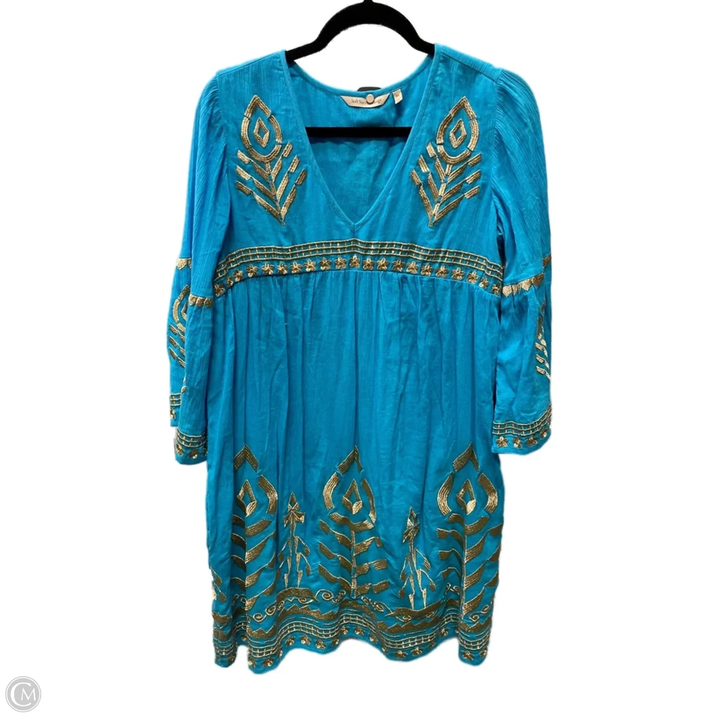Dress Casual Short By Soft Surroundings In Blue & Gold, Size: Xs