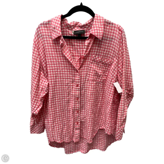 Top Long Sleeve By Lane Bryant In Pink & White, Size: 2x