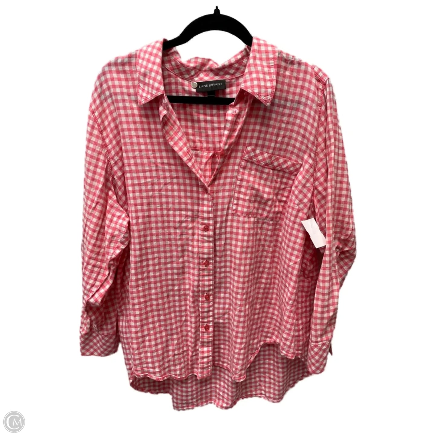 Top Long Sleeve By Lane Bryant In Pink & White, Size: 2x