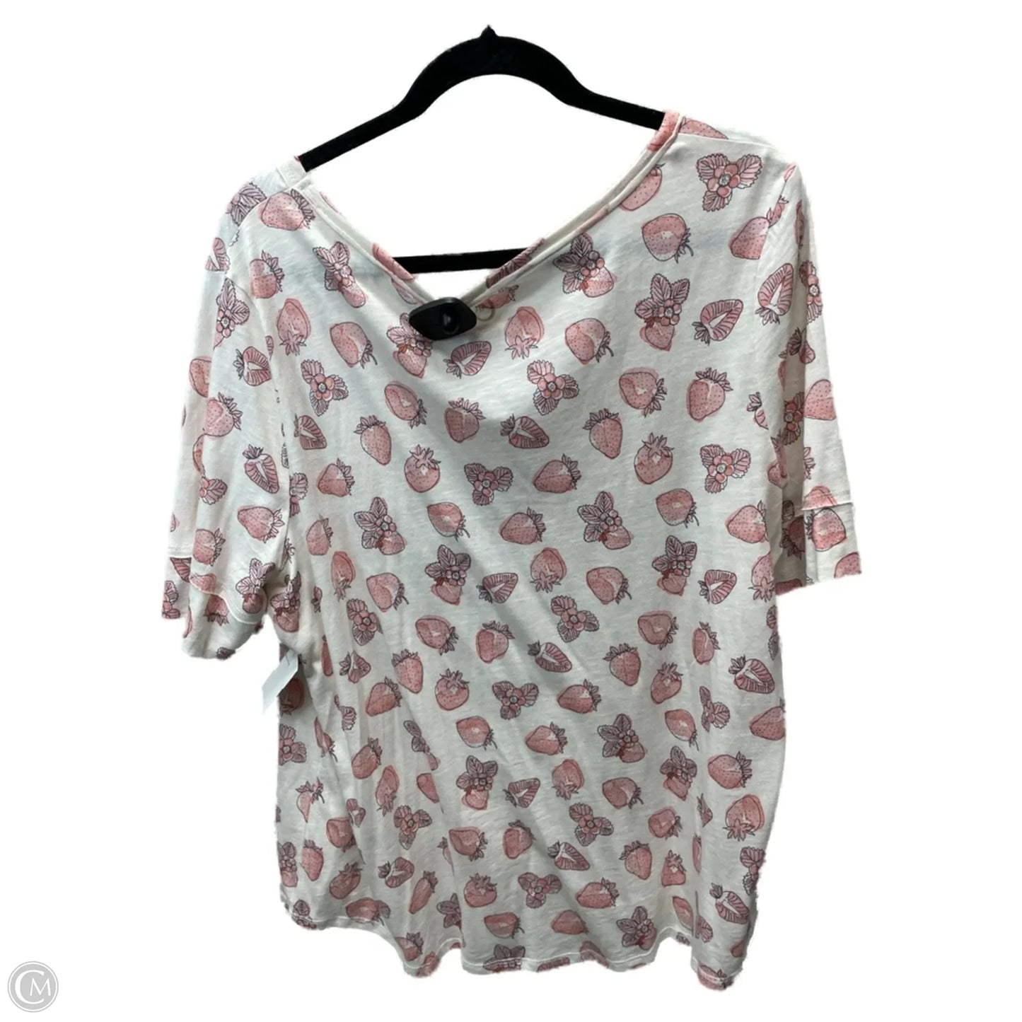 Top Short Sleeve By Cato In Cream & Pink, Size: Xl