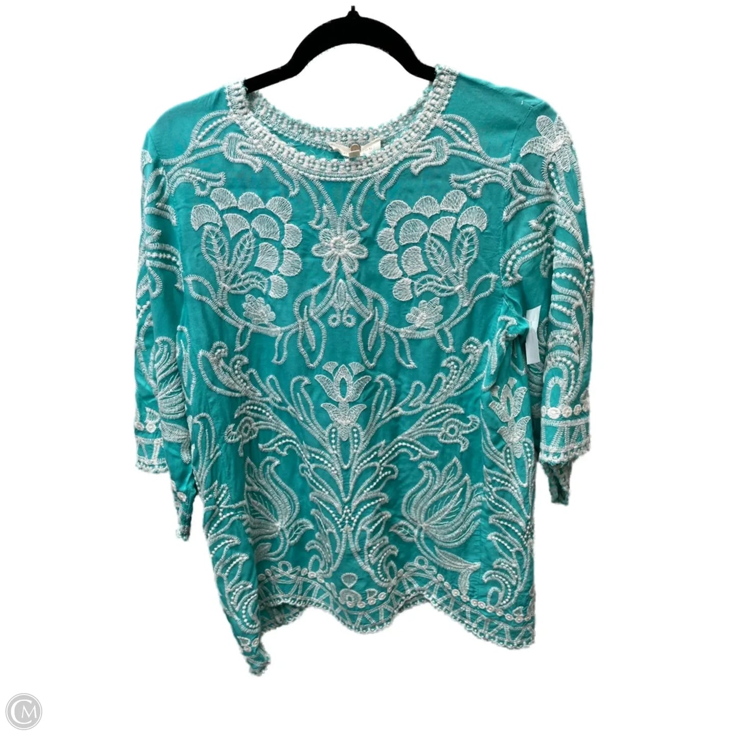 Top 3/4 Sleeve By Solitaire In Blue, Size: M
