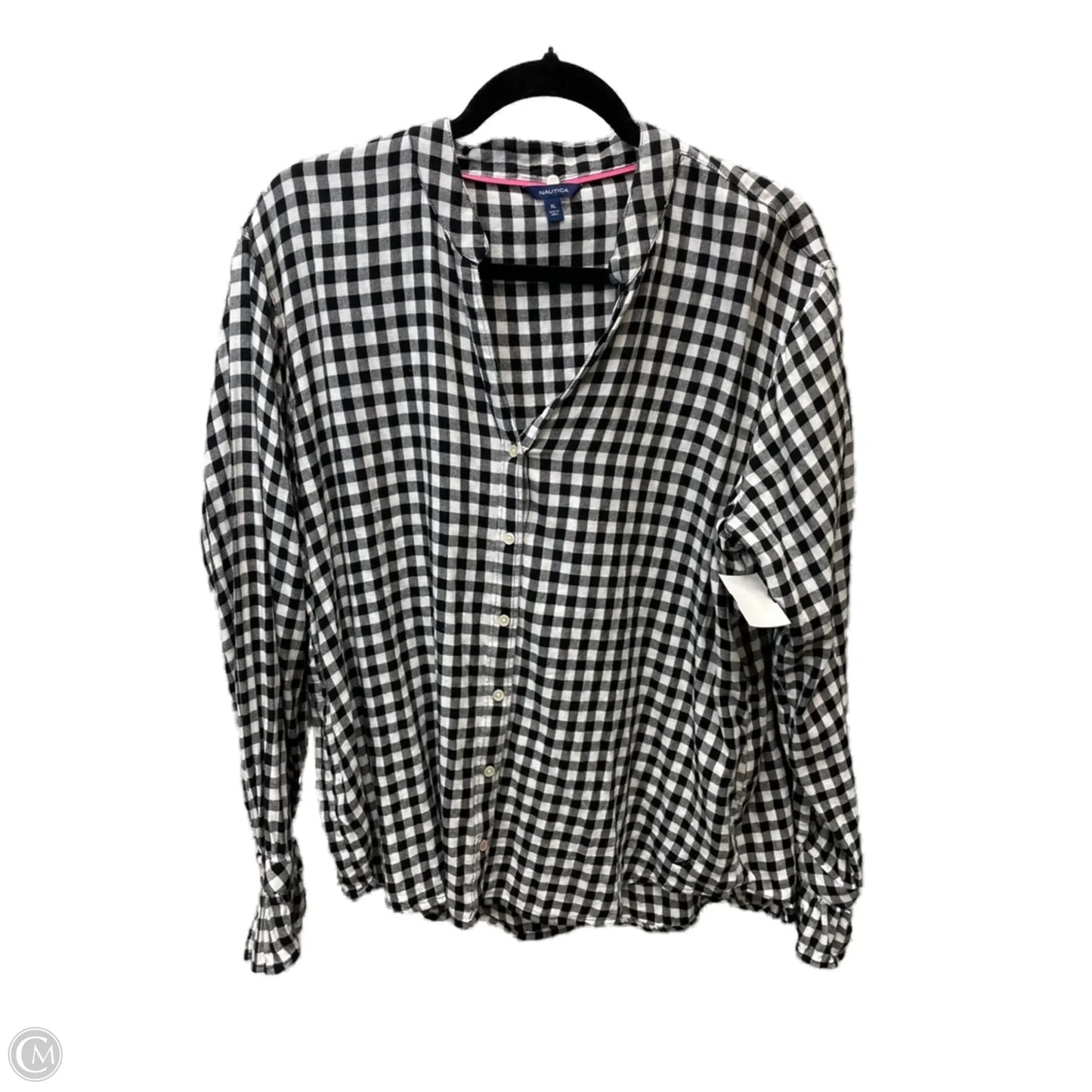 Top Long Sleeve By Nautica In Checkered Pattern, Size: Xl