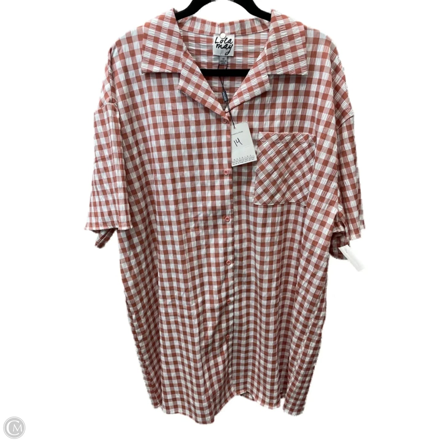 Tunic Short Sleeve By LOLA MAY  In Checkered Pattern, Size: 1x