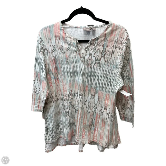 Top Short Sleeve By Chicos In Green & Pink, Size: L