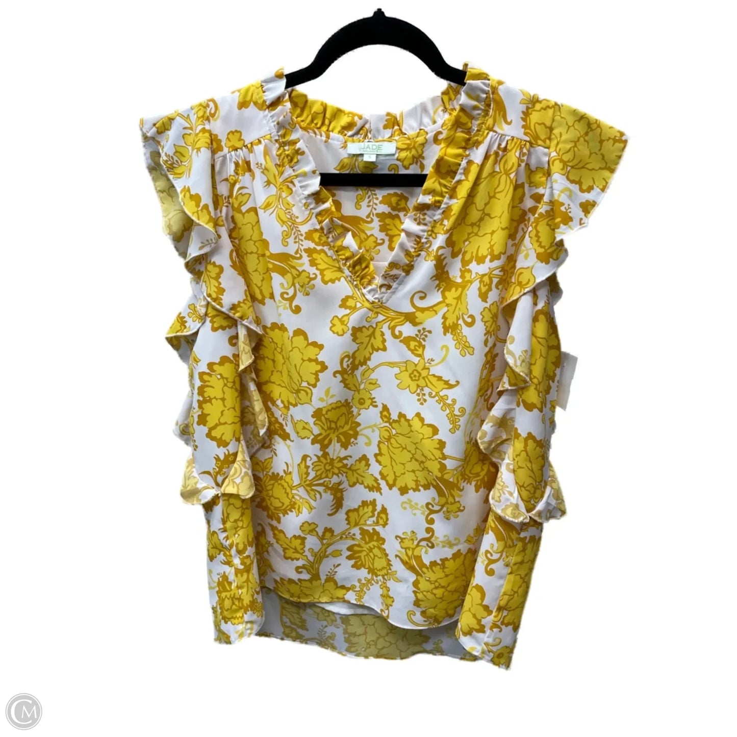 Blouse Sleeveless By Jade In White & Yellow, Size: S