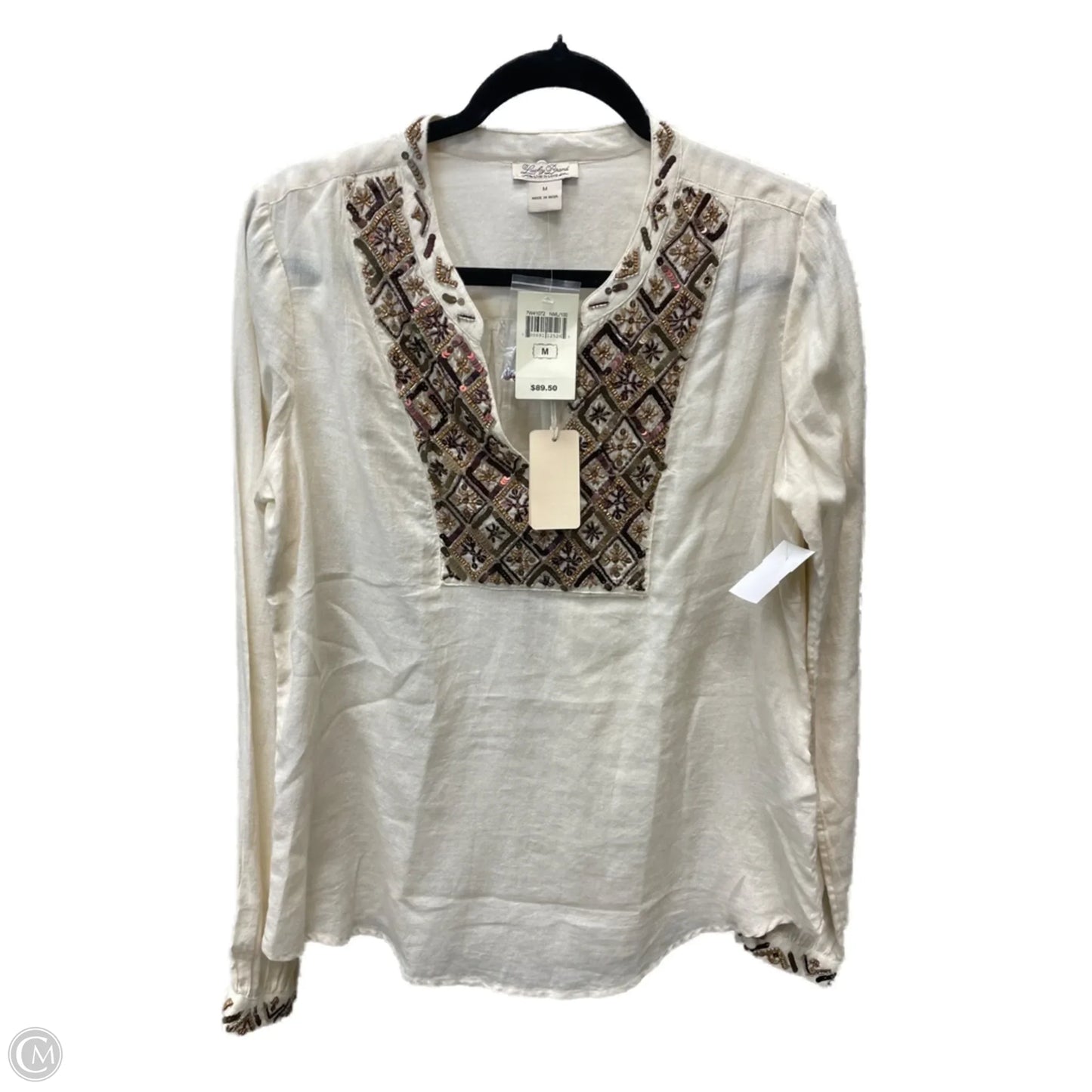 Top Long Sleeve By Lucky Brand In Cream, Size: M