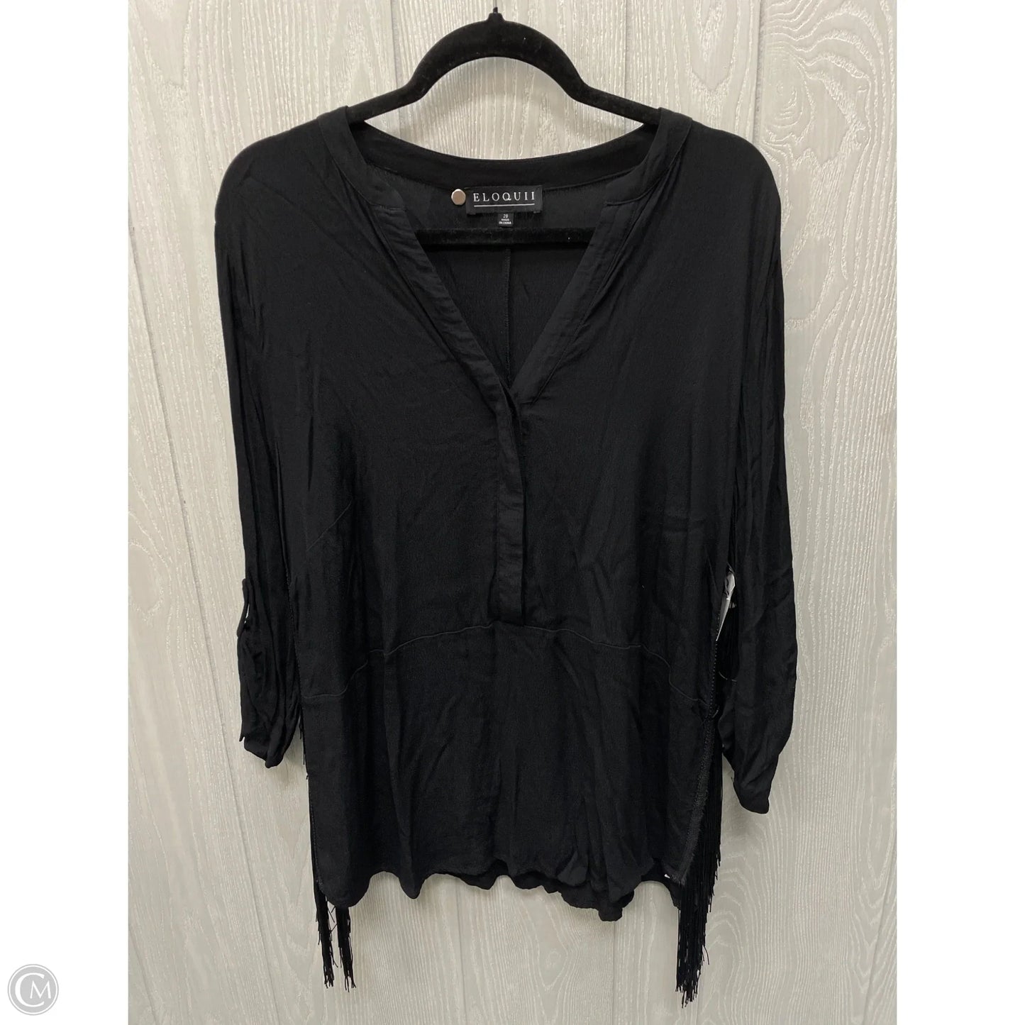 Blouse Long Sleeve By Eloquii In Black, Size: 1x
