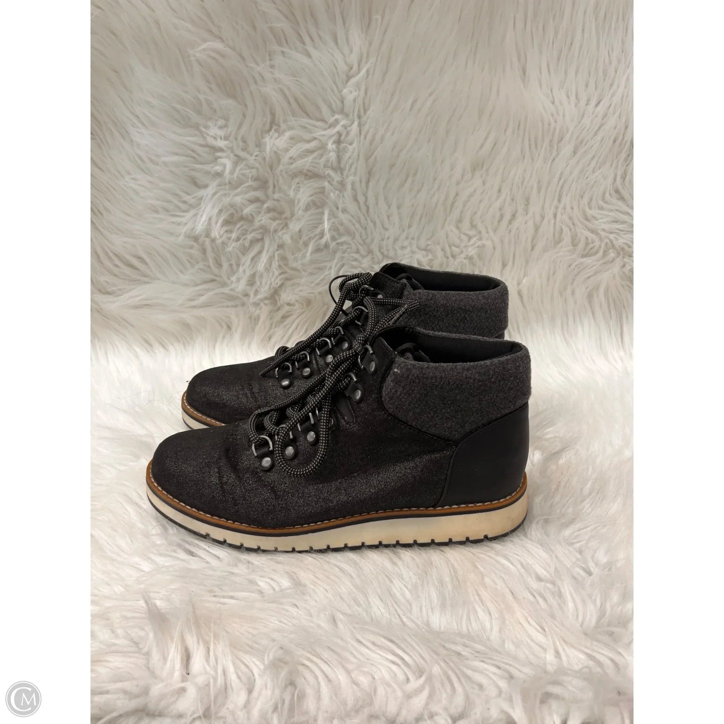 Boots Combat By Clothes Mentor In Black & Silver, Size: 8