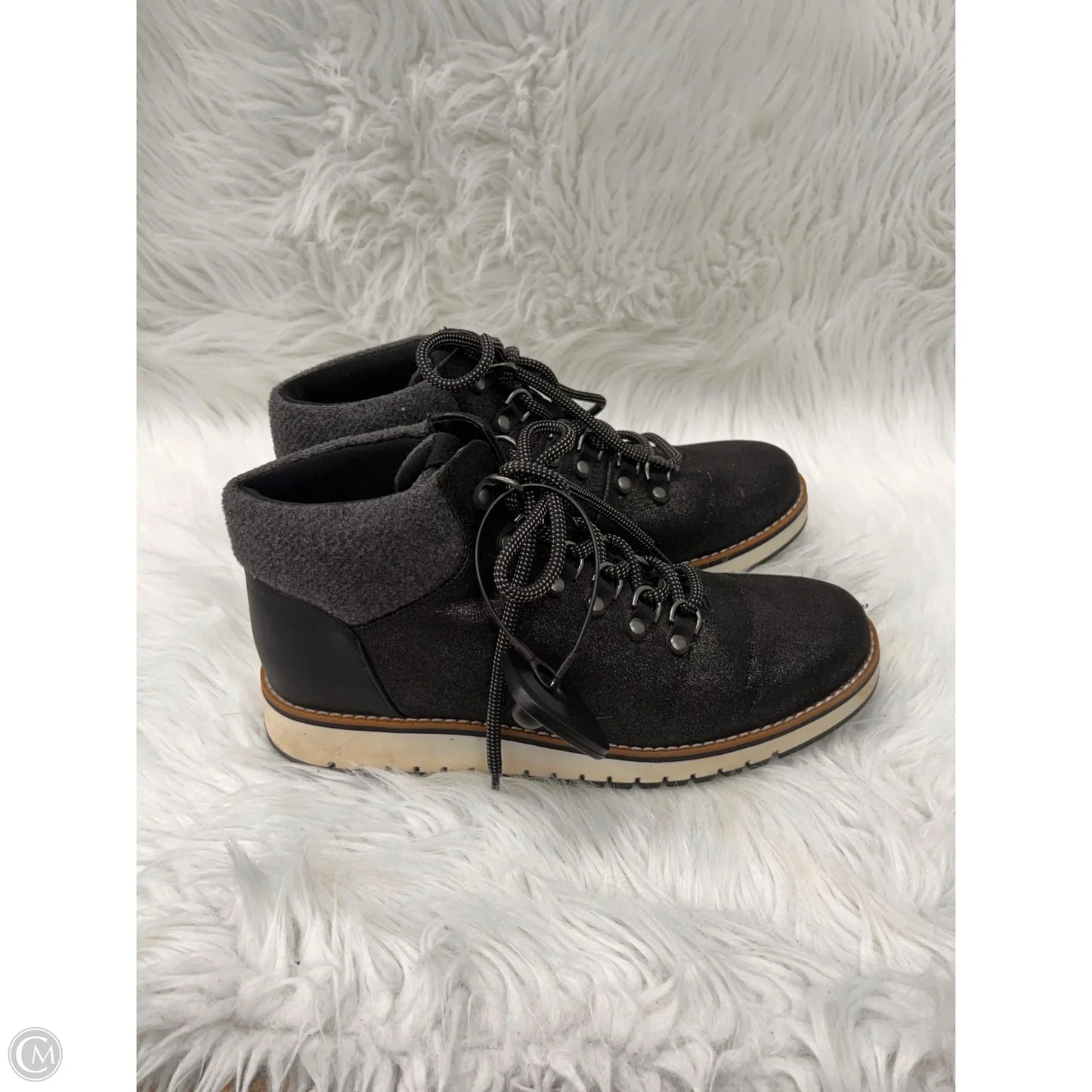 Boots Combat By Clothes Mentor In Black & Silver, Size: 8