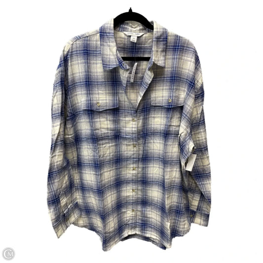 Tunic Long Sleeve By Old Navy In Blue & White, Size: 1x