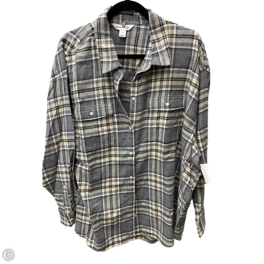 Tunic Long Sleeve By Old Navy In Cream & Grey, Size: 1x