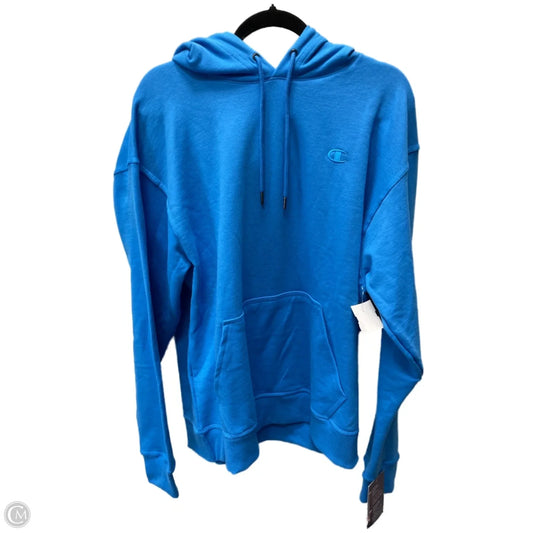 Sweatshirt Hoodie By Champion In Blue, Size: L
