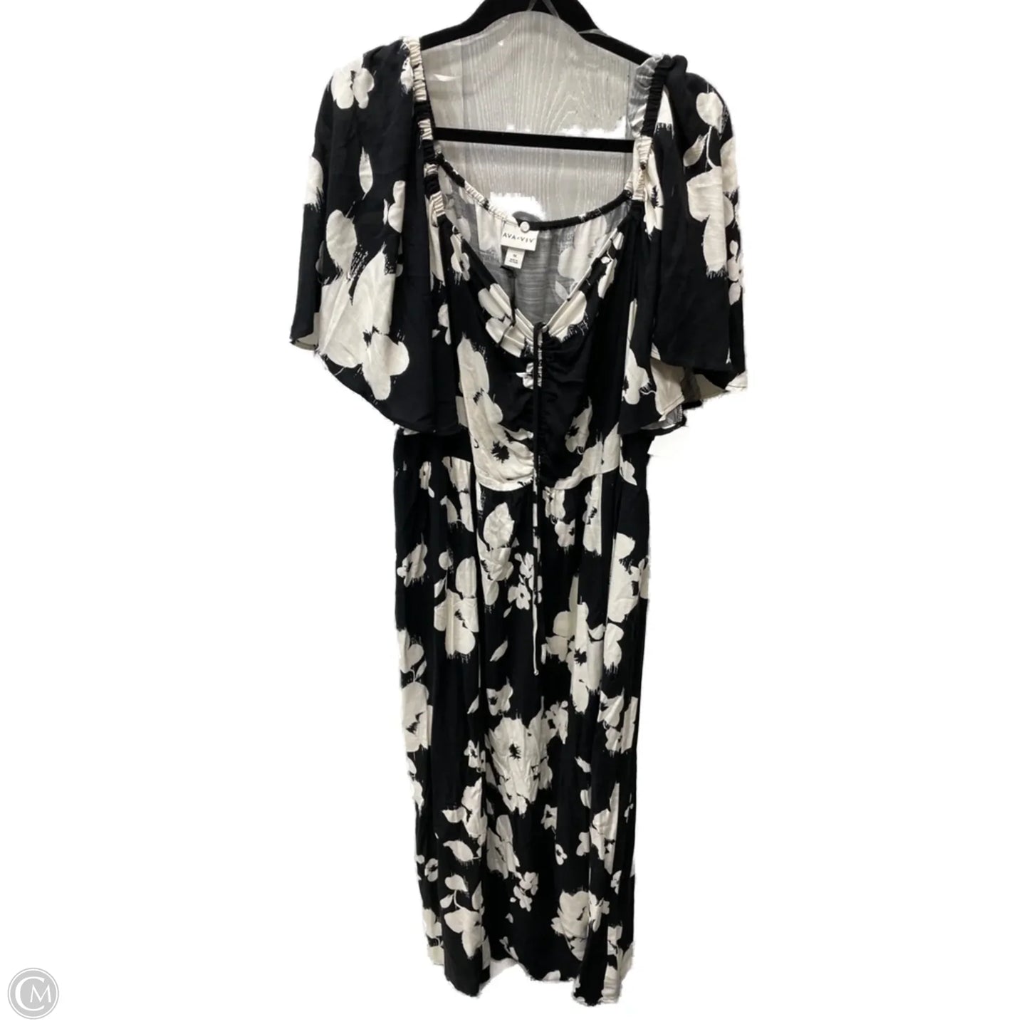 Dress Casual Midi By Ava & Viv In Black & Cream, Size: 1x