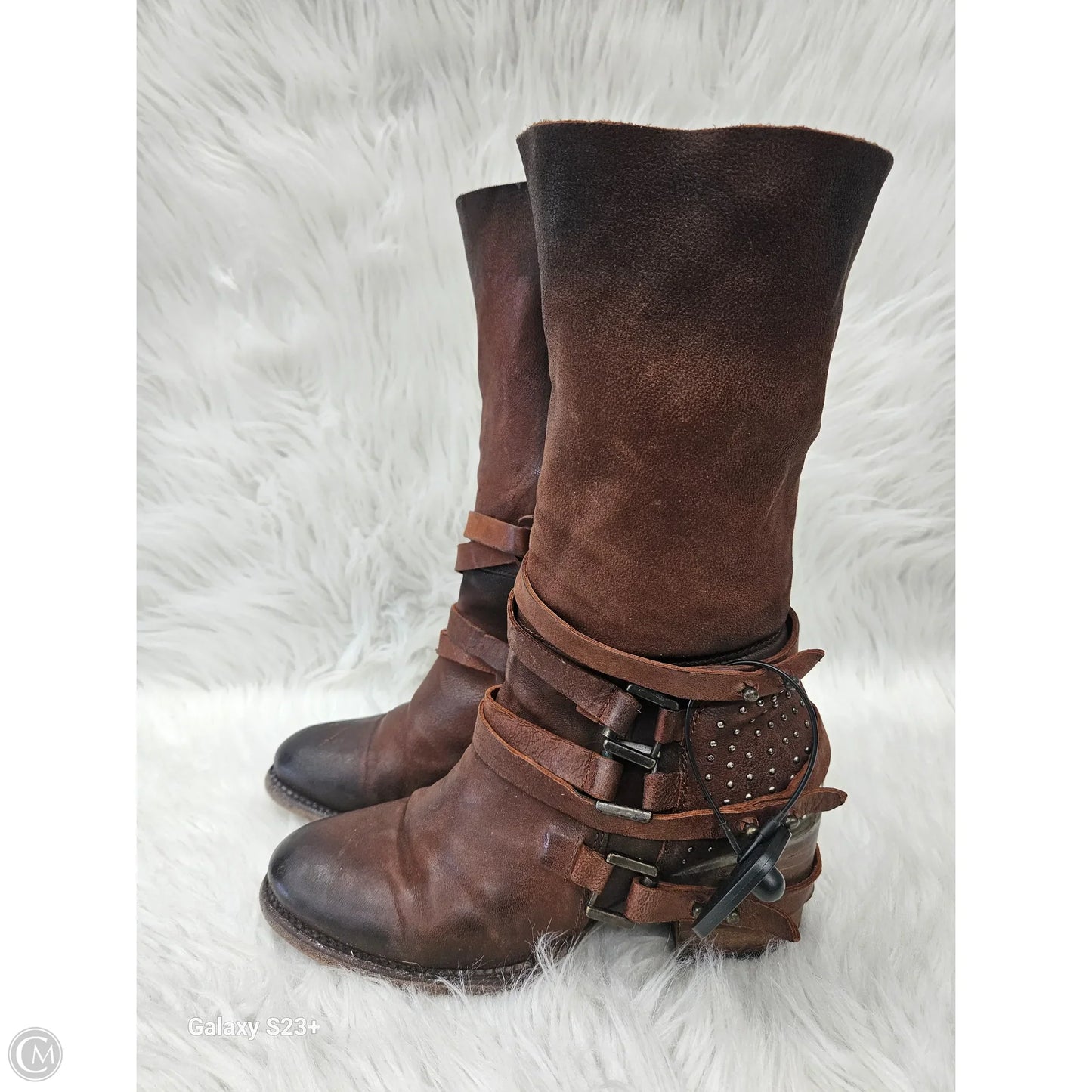 Boots Mid-calf Heels By Freebird In Brown, Size: 7