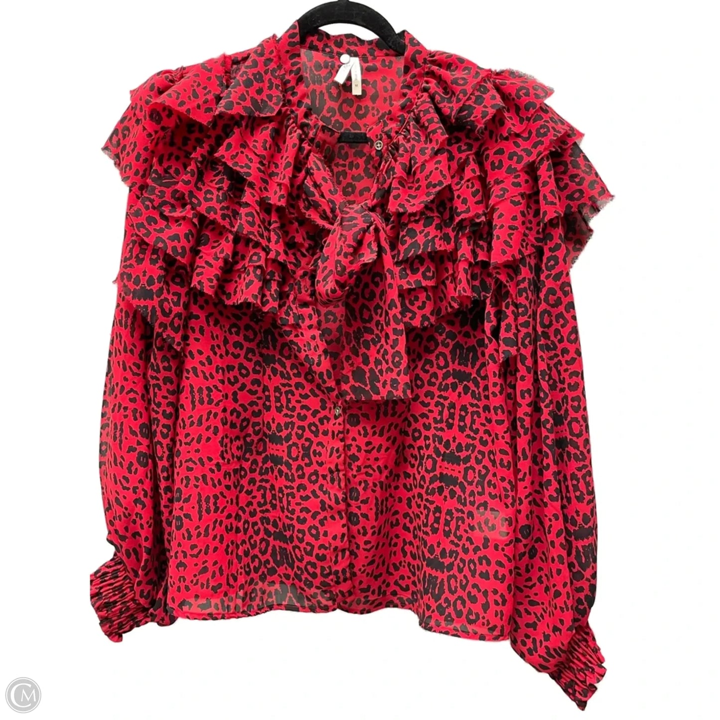 Blouse Long Sleeve By Truth In Black & Red, Size: M