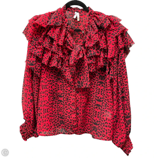 Blouse Long Sleeve By Truth In Black & Red, Size: M