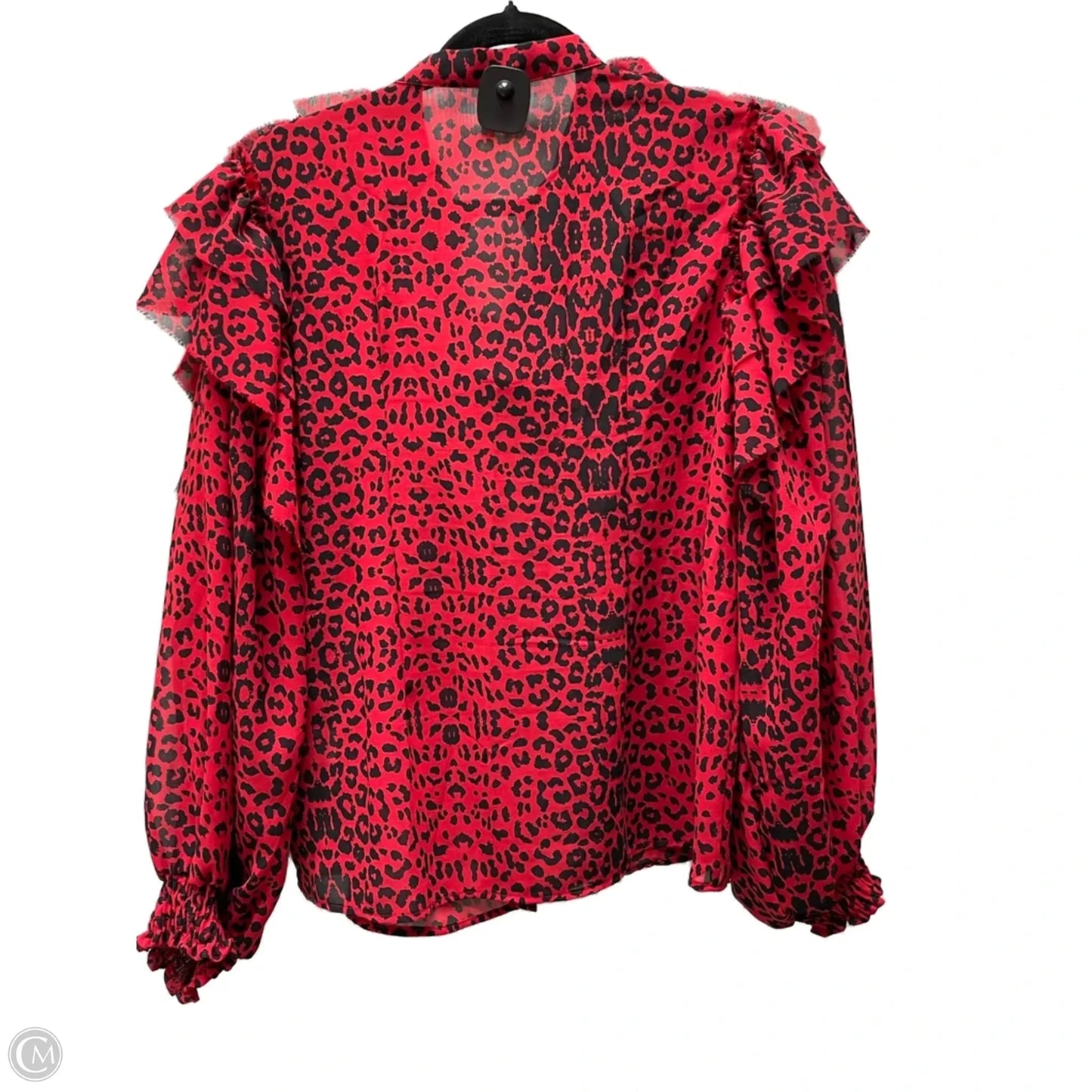 Blouse Long Sleeve By Truth In Black & Red, Size: M