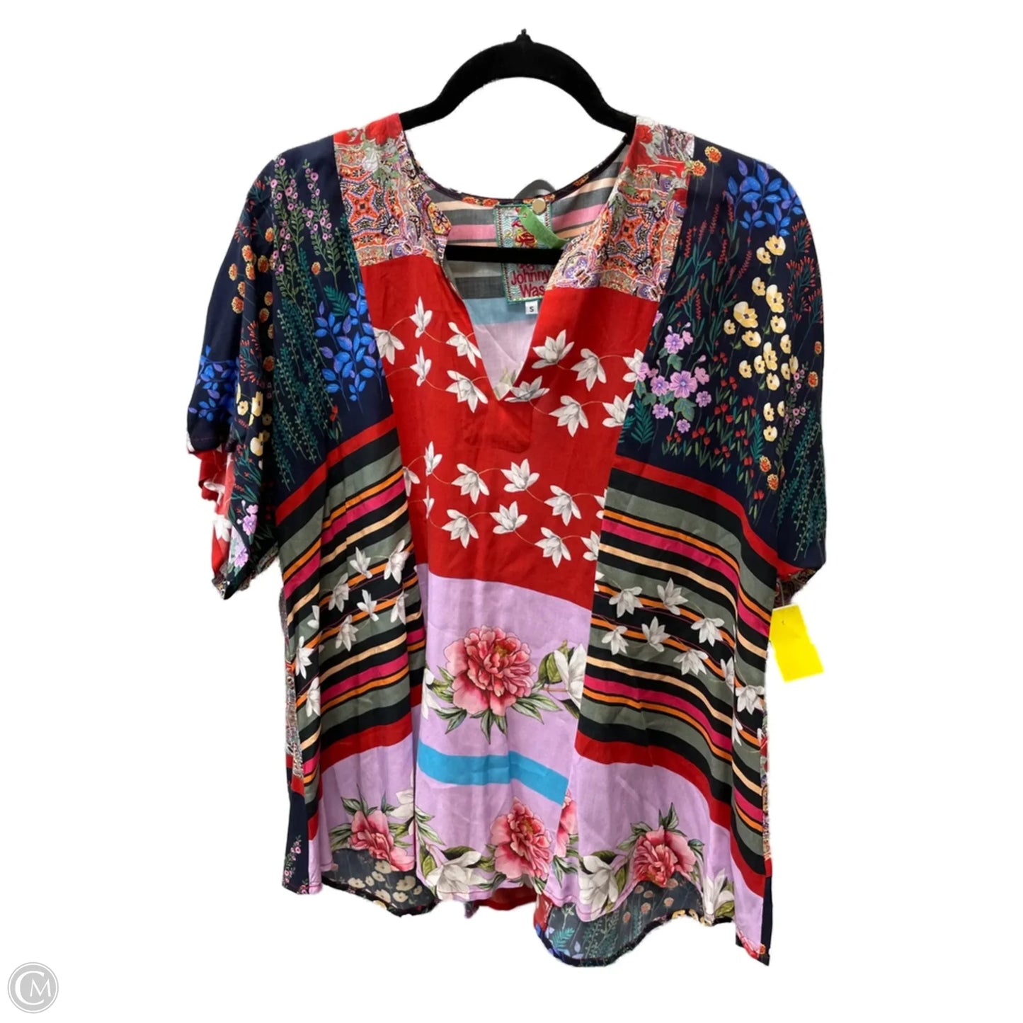 Blouse Short Sleeve By Johnny Was In Multi-colored, Size: S