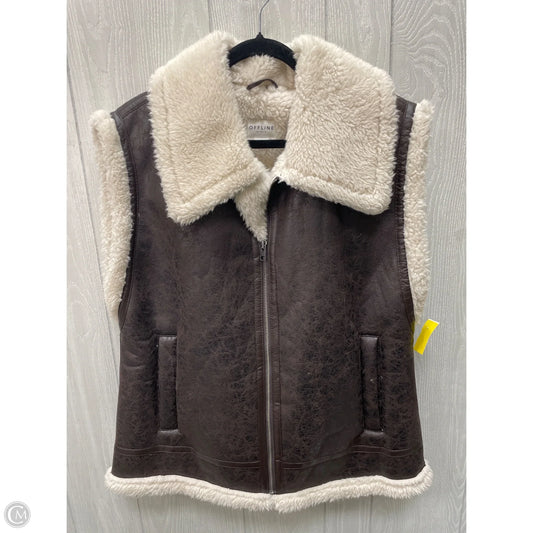 Vest Faux Fur & Sherpa By Offline By Aerie In Brown & Cream, Size: L