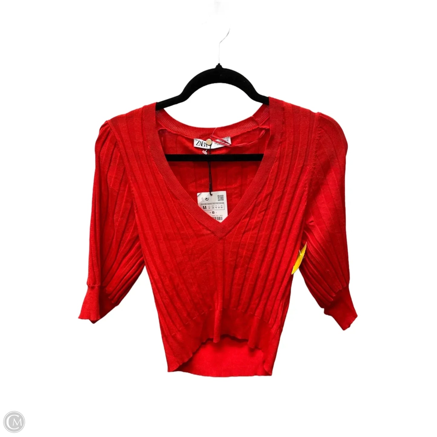 Sweater Short Sleeve By Zara In Orange, Size: M