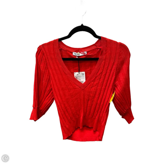 Sweater Short Sleeve By Zara In Orange, Size: M
