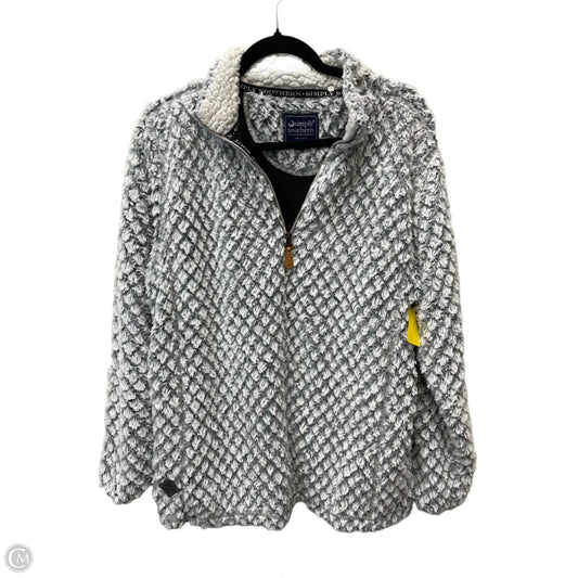 Jacket Faux Fur & Sherpa By Simply Southern In Grey & White, Size: L