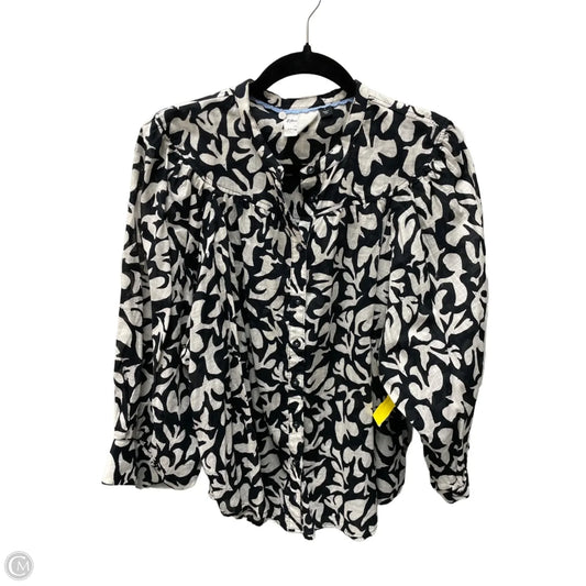 Top Long Sleeve By Anthropologie In Black & Cream, Size: L