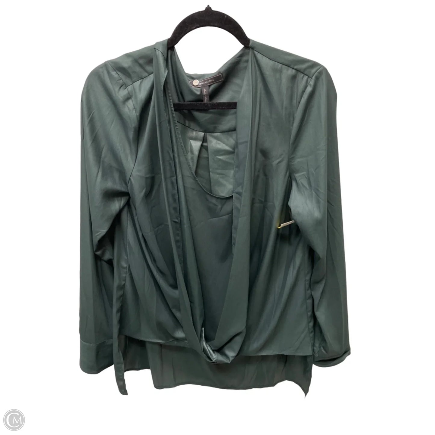 Blouse Long Sleeve By Bcbgmaxazria In Green, Size: L