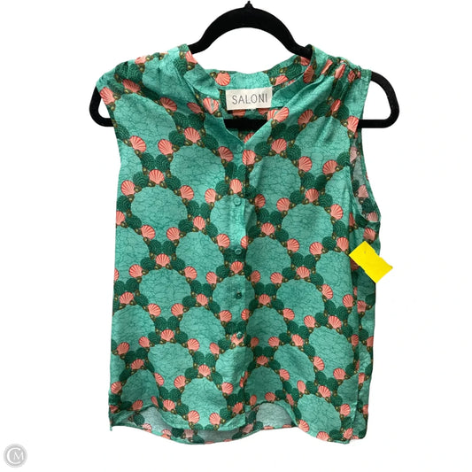 Blouse Sleeveless By slanoi In Green & Pink, Size: L