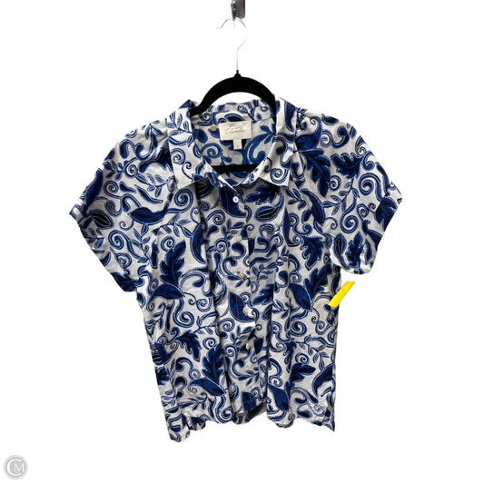 Blouse Short Sleeve By Cleobella In Blue & White, Size: S