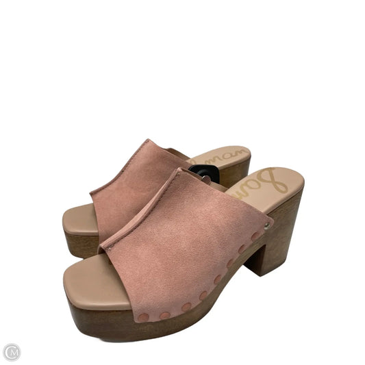 Sandals Heels Block By Sam Edelman In Pink & Tan, Size: 8
