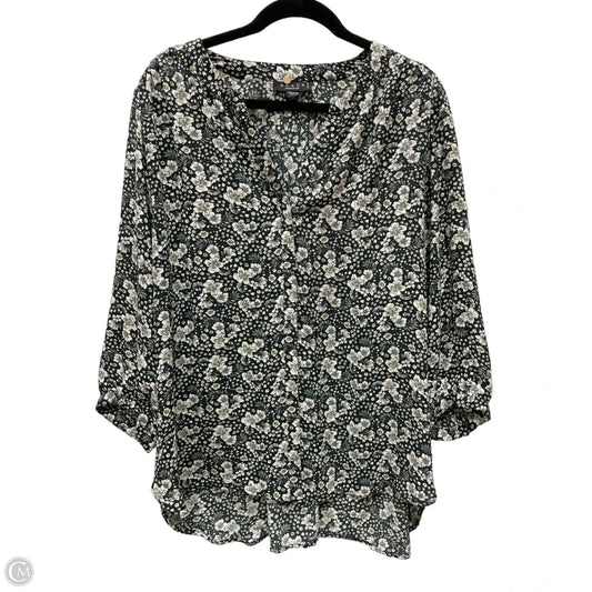 Blouse Long Sleeve By Grace In Floral Print, Size: 1x