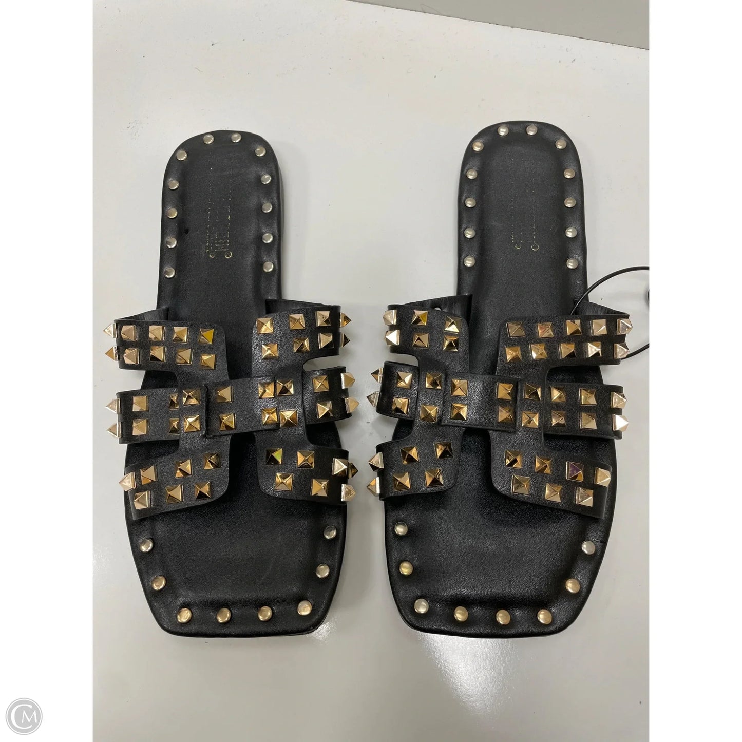 Sandals Flats By Cape Robbin In Black & Gold, Size: 8
