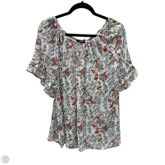 Blouse Short Sleeve By Curve Appeal In Floral Print, Size: 2x