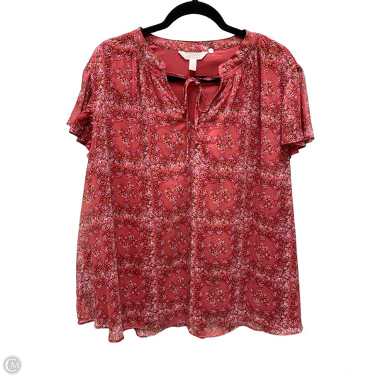 Blouse Short Sleeve By Lc Lauren Conrad In Floral Print, Size: 2x