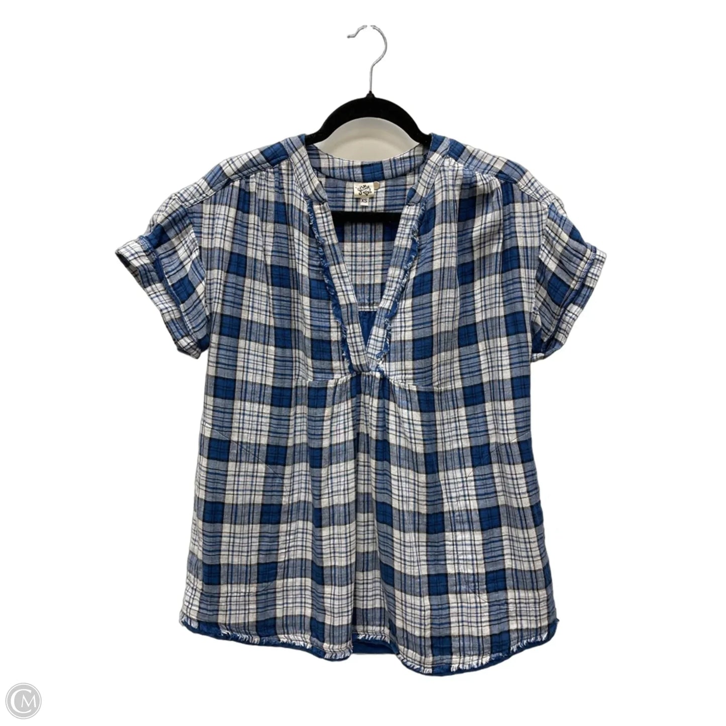 Top Short Sleeve By Ivy Jane In Plaid Pattern, Size: Xs