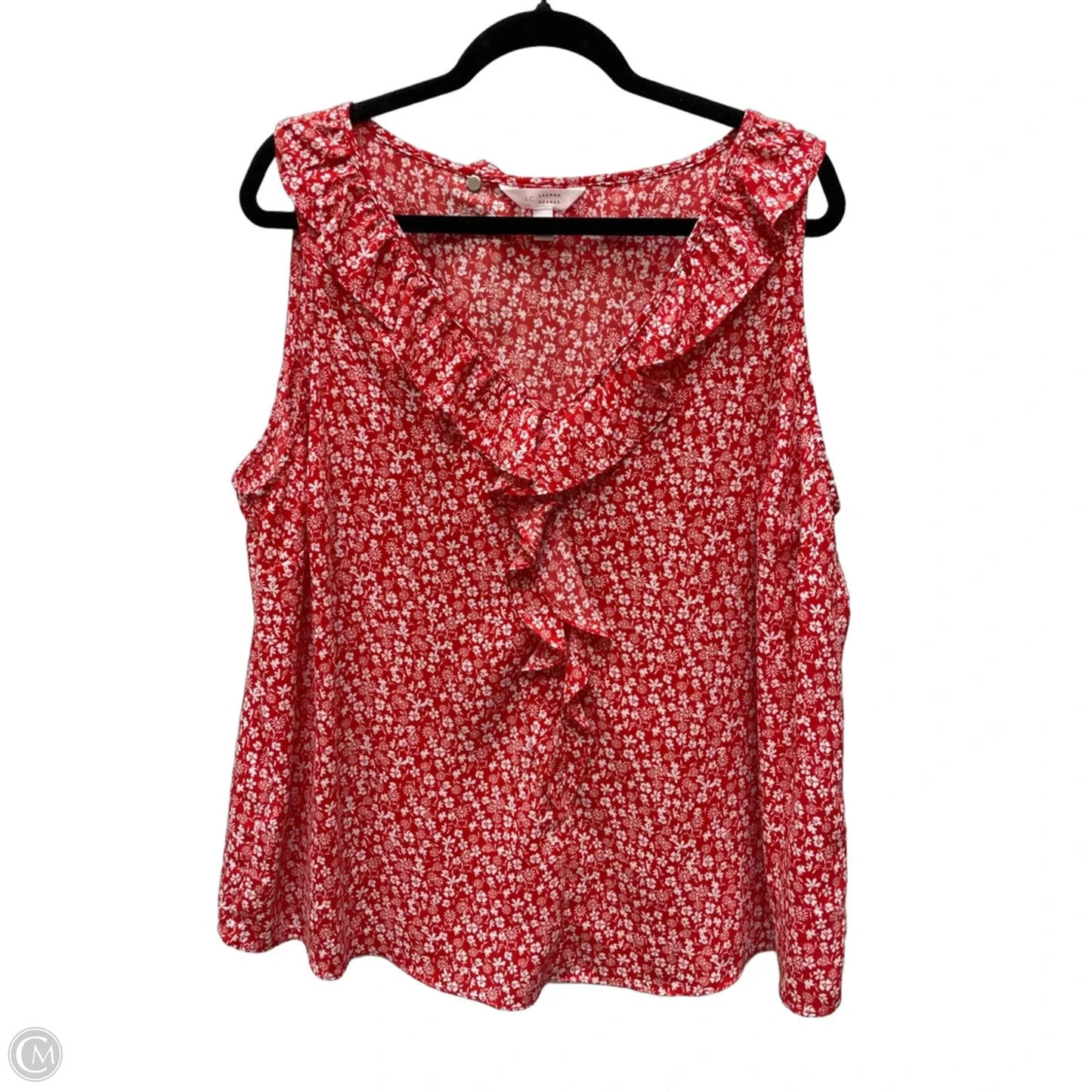 Top Sleeveless By Lc Lauren Conrad In Red & White, Size: 1x