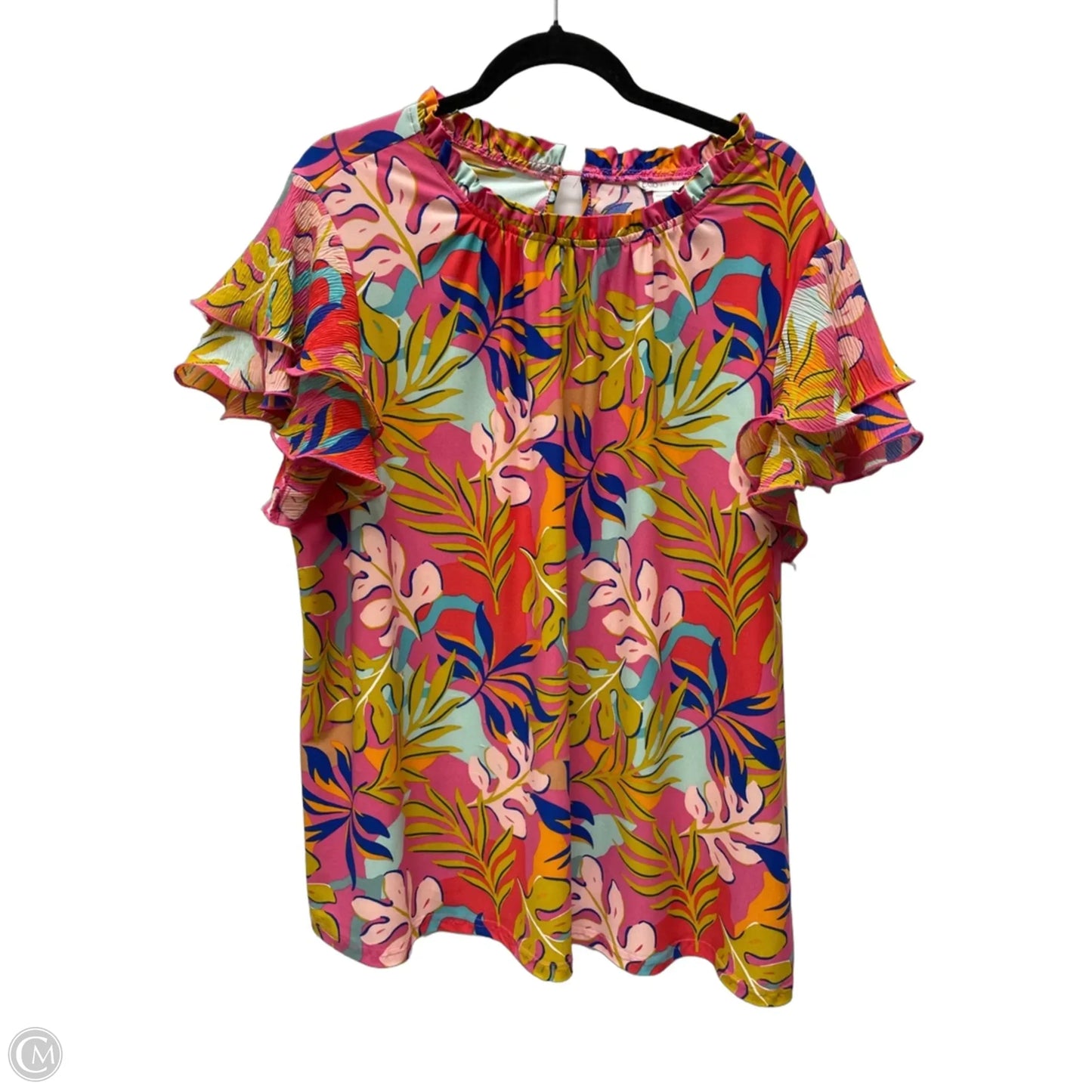 Blouse Sleeveless By Cato In Tropical Print, Size: 3x