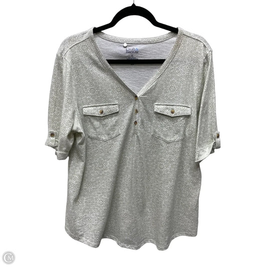 Top Short Sleeve By Croft And Barrow In Green & White, Size: Xl