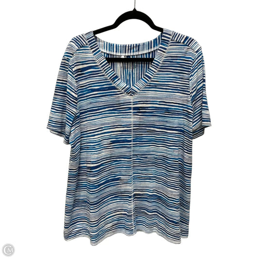 Top Short Sleeve By West Bound In Blue & White, Size: 1x