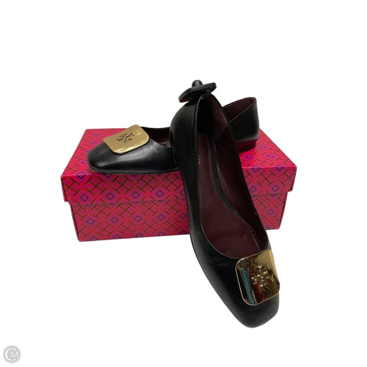 Shoes Designer By Tory Burch In Black & Gold, Size: 8.5