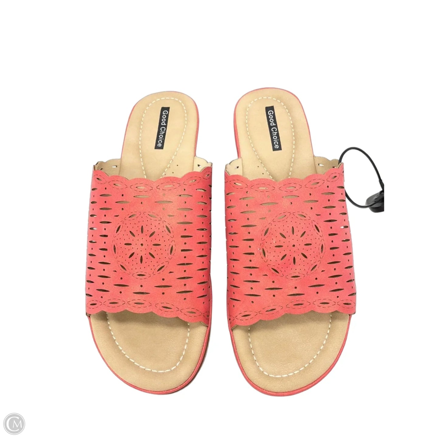Sandals Heels Wedge By GOOD CHOICE  In Coral, Size: 8.5