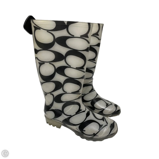 Boots Designer By Coach In Black & Grey, Size: 9