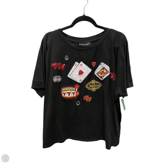 Top Short Sleeve By Ashley Stewart In Black & Red, Size: 1x