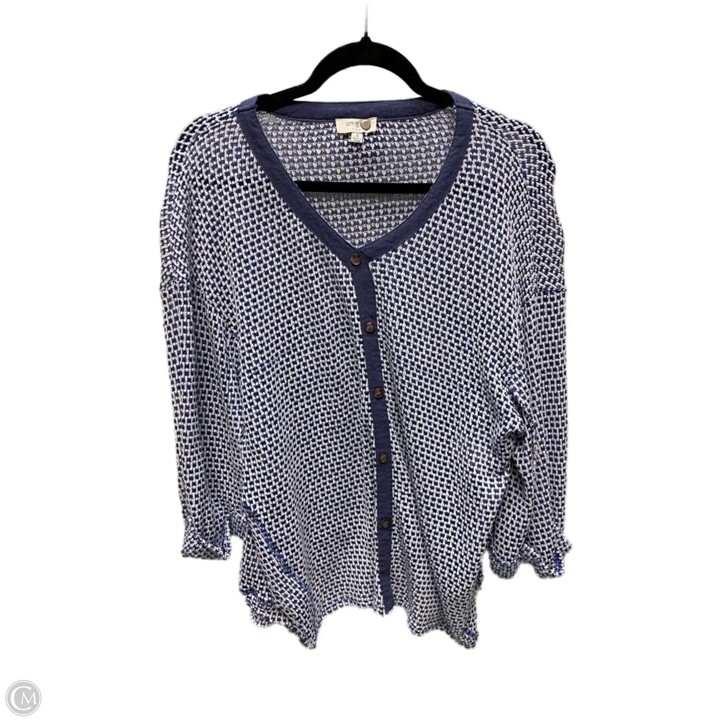 Top Short Sleeve By Umgee In Blue & White, Size: S